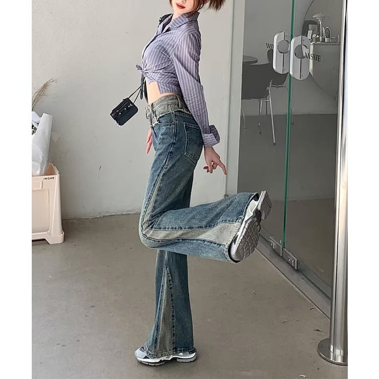 切替デニムフレアパンツ[品番：SPRW0010173]｜SpRay（スプレイ）の