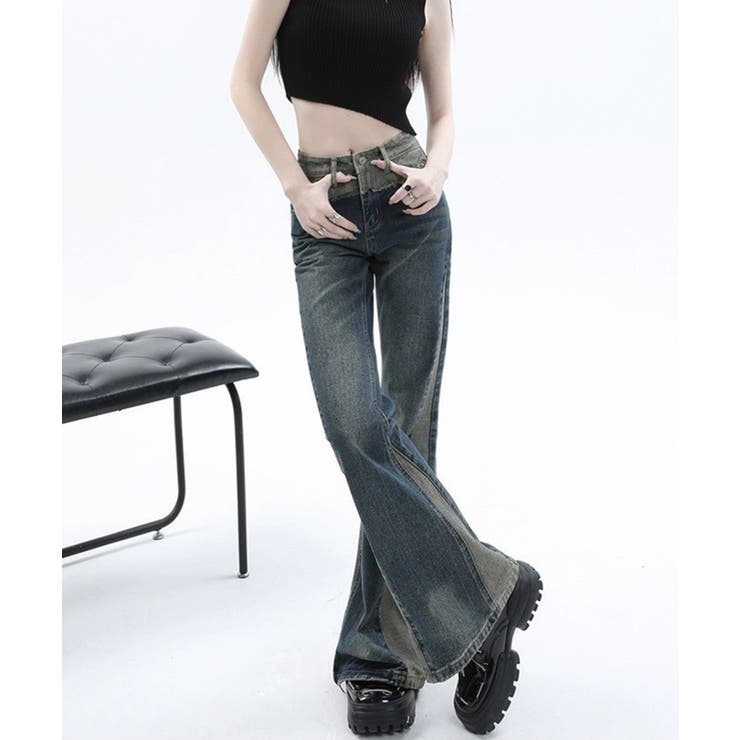 切替デニムフレアパンツ[品番：SPRW0010173]｜SpRay（スプレイ）の