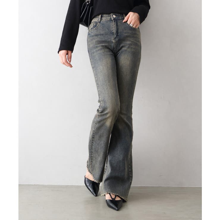 すそフリンジストレッチデニムフレアパンツ | SpRay | 詳細画像31 