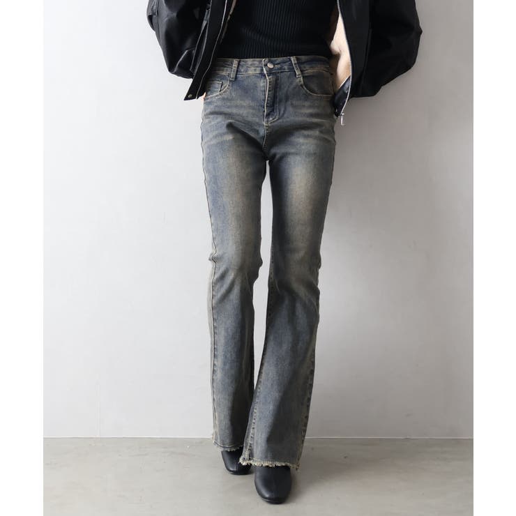 すそフリンジストレッチデニムフレアパンツ | SpRay | 詳細画像33 