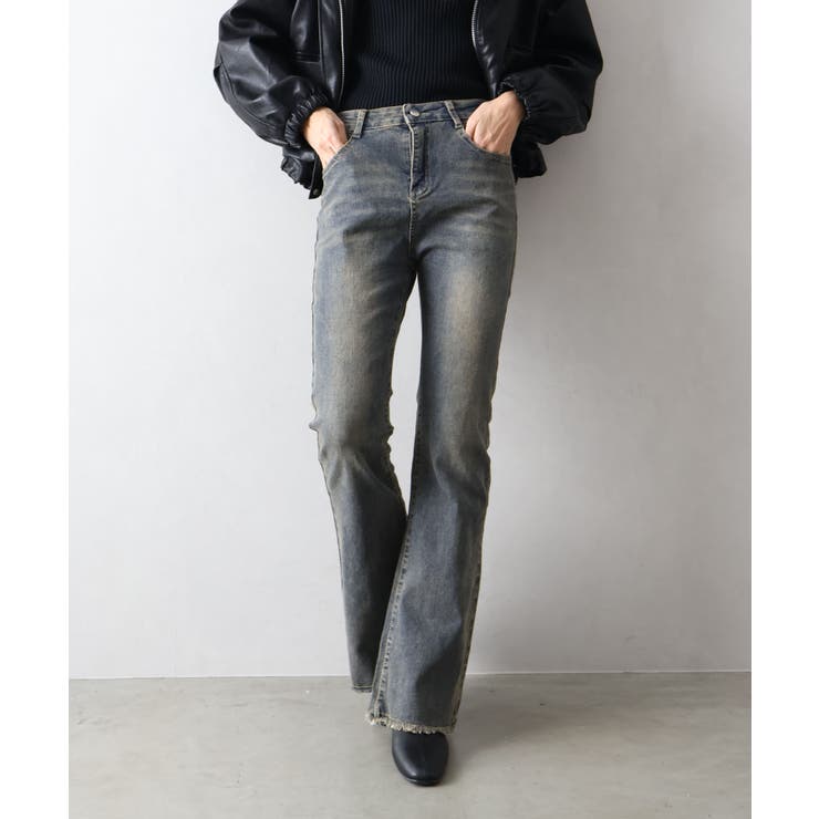 すそフリンジストレッチデニムフレアパンツ | SpRay | 詳細画像34 