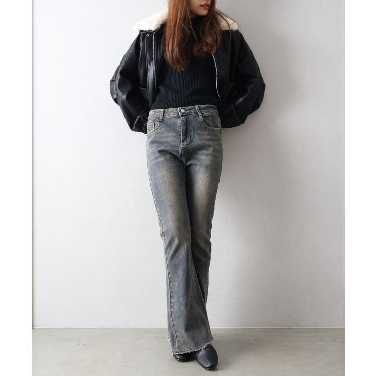 すそフリンジストレッチデニムフレアパンツ | SpRay | 詳細画像36 