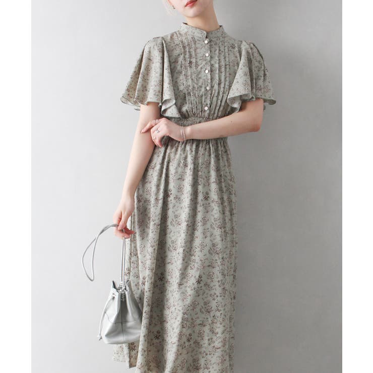 花柄ピンタックショートスリーブワンピース[品番：SPRW0010080]｜SpRay  