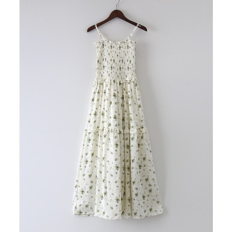 CHICWISH(シックウィッシュ)｜花柄シャーリングキャミドレス CHICWISH(シックウィッシュ)｜花柄シャーリングキャミドレス