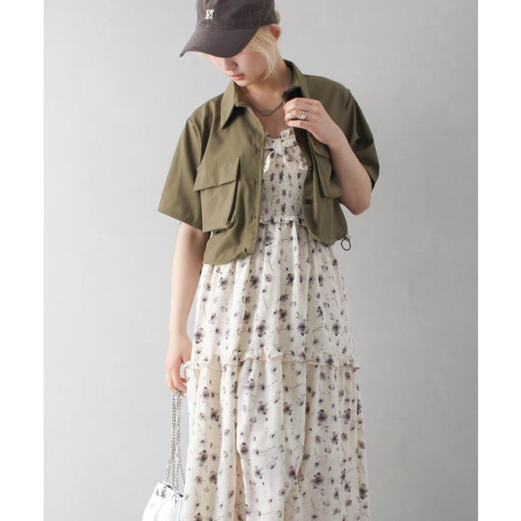 花柄シャーリングキャミワンピース[品番：SPRW0010128]｜SpRay