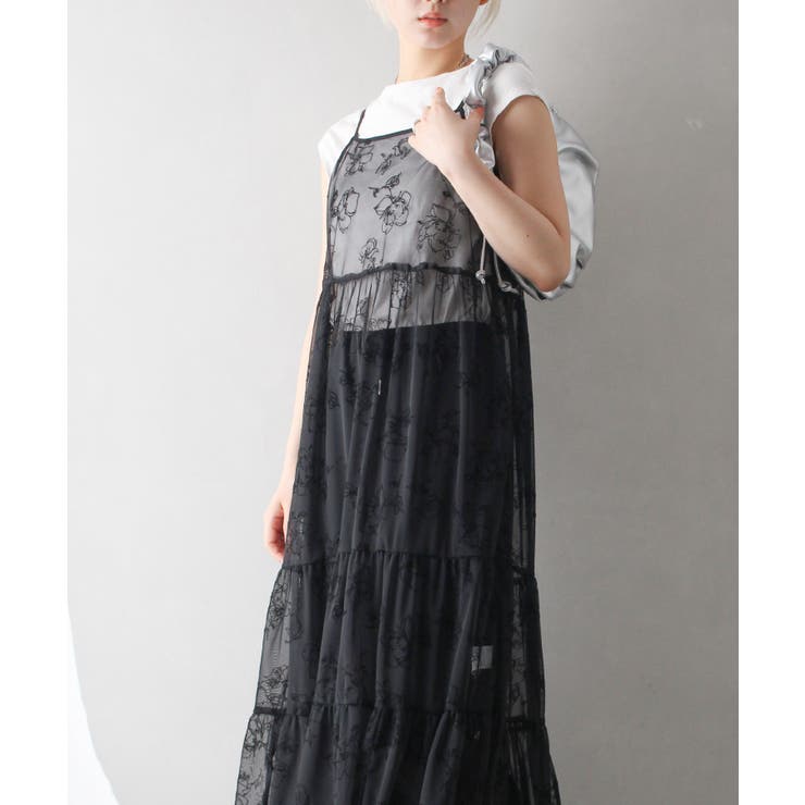 【デーアソラーレ】✴️超美品 花柄ワンピースDea Salare チュール花柄ティアードキャミワンピース[品番:SPRW0010125
