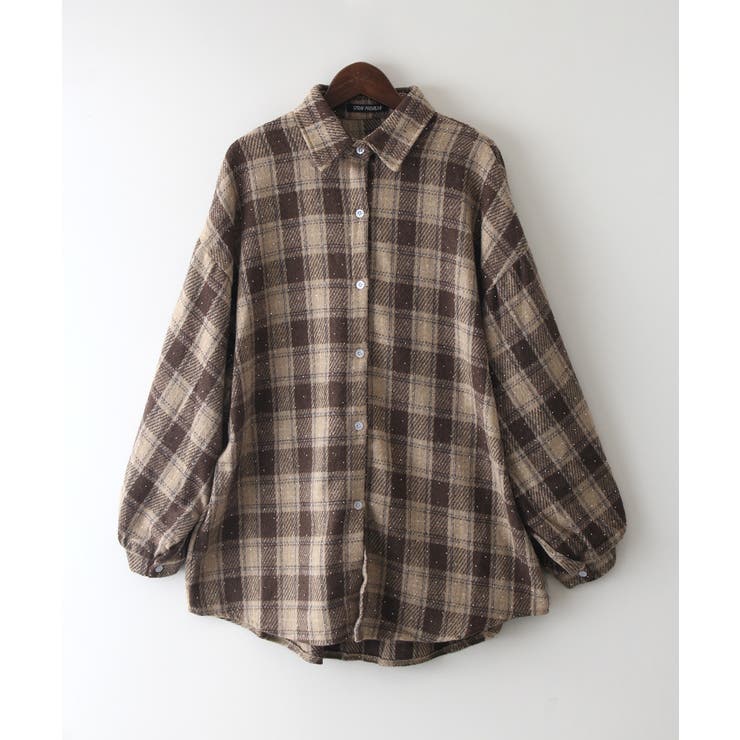 フェイクウールチェックスタッズシャツ[品番：SPRW0010254