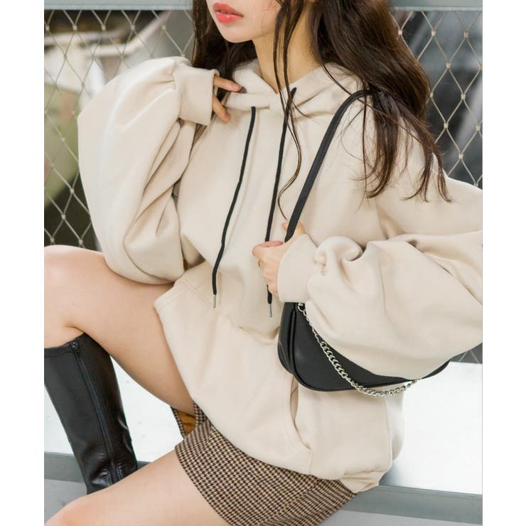 45R ベージュ裏起毛ビッグパーカー 裏起毛BIGパーカー[品番：SPRW0010389]｜SpRay（スプレイ）の