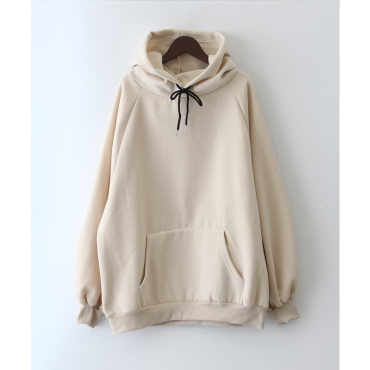 45R ベージュ裏起毛ビッグパーカー 裏起毛BIGパーカー[品番：SPRW0010389]｜SpRay（スプレイ）の