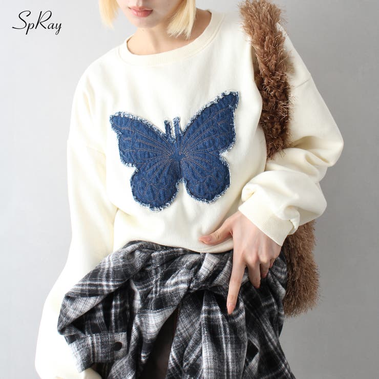 裏起毛デニムバタフライトップス | SpRay | 詳細画像1 