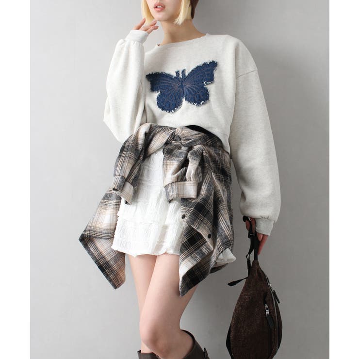 裏起毛デニムバタフライトップス | SpRay | 詳細画像17 