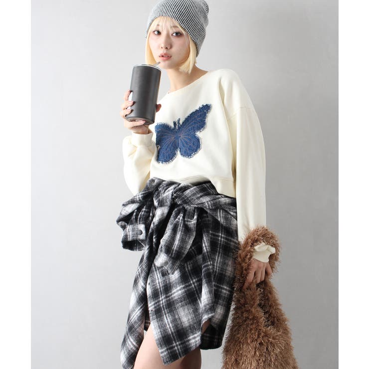 裏起毛デニムバタフライトップス | SpRay | 詳細画像2 