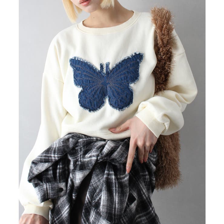 裏起毛デニムバタフライトップス | SpRay | 詳細画像3 