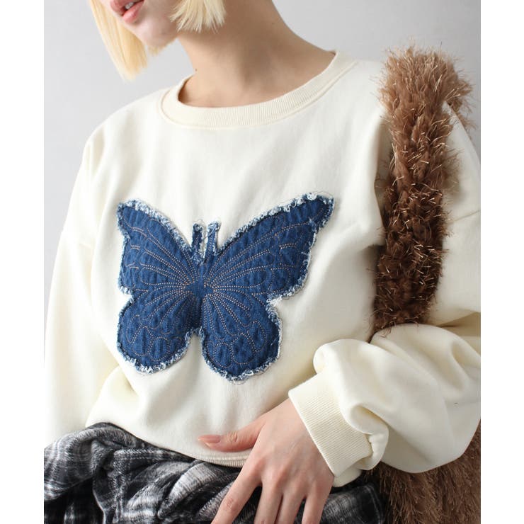 裏起毛デニムバタフライトップス | SpRay | 詳細画像4 