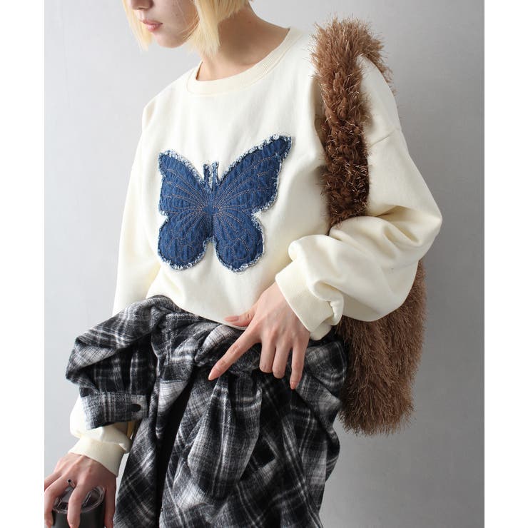 裏起毛デニムバタフライトップス | SpRay | 詳細画像5 