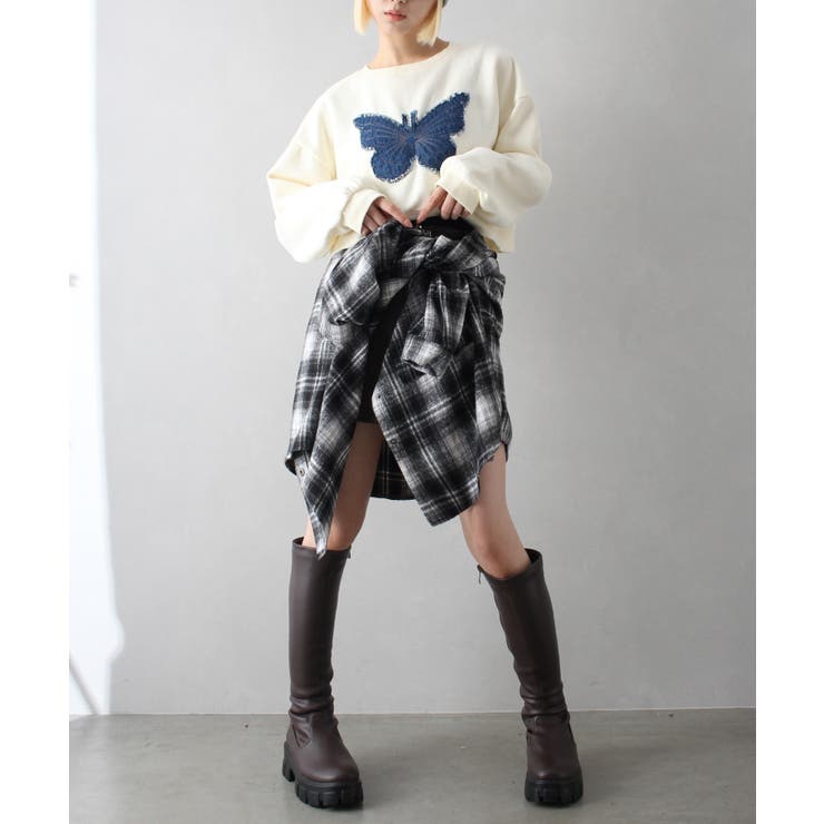 裏起毛デニムバタフライトップス | SpRay | 詳細画像7 