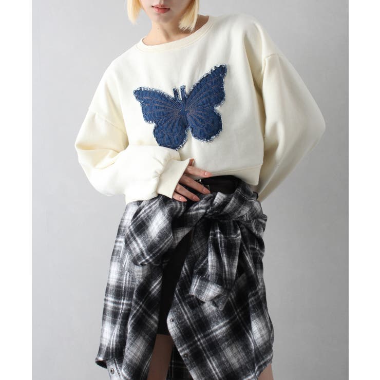 裏起毛デニムバタフライトップス | SpRay | 詳細画像8 