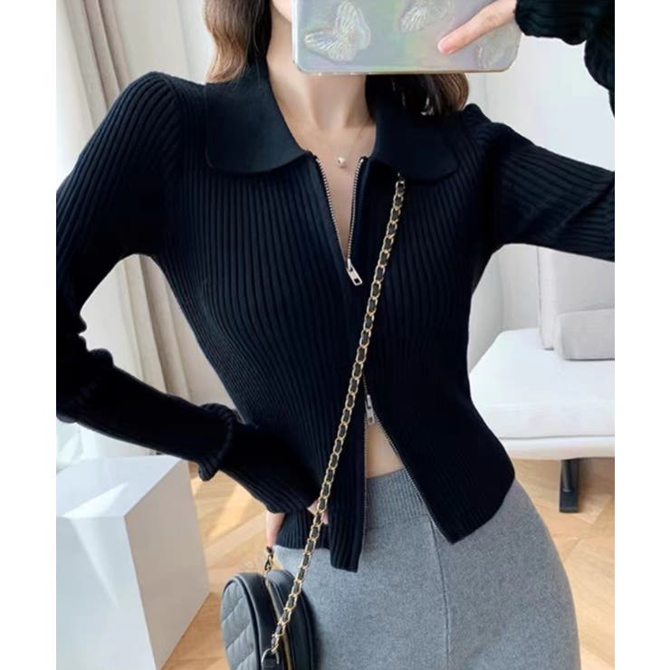 リブダブルジップニット[品番：SPRW0010231]｜SpRay（スプレイ）の