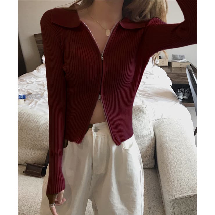 リブダブルジップニット[品番：SPRW0010231]｜SpRay（スプレイ）の