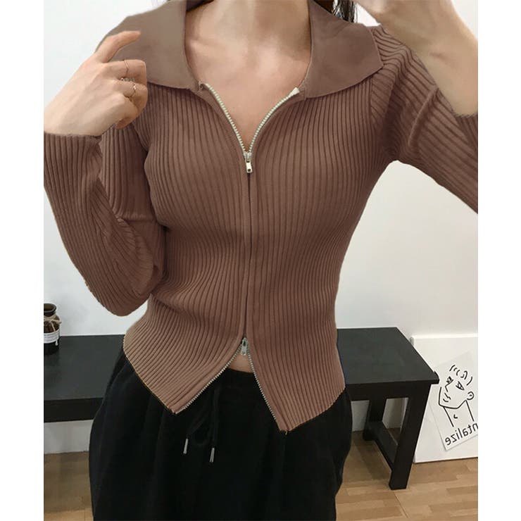 リブダブルジップニット[品番：SPRW0010231]｜SpRay（スプレイ）の