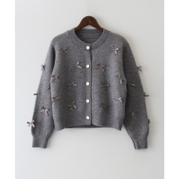 リボンニットカーディガン[品番：SPRW0010347]｜SpRay（スプレイ）の