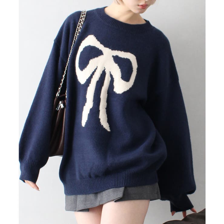 リボンジャガードニット[品番：SPRW0010398]｜SpRay（スプレイ