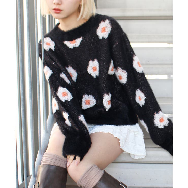 花柄フェザーニット[品番：SPRW0010402]｜SpRay（スプレイ）の