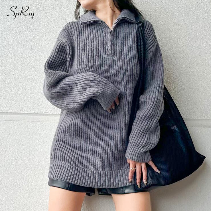 ハイネックZIP BIGニット | SpRay | 詳細画像1 