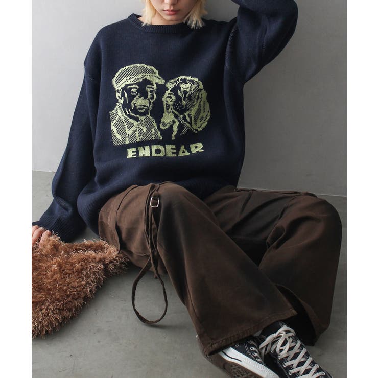 正規品♡ネコジャガードワンピース＆レギンス ロープ柄ジャカード半袖ニットワンピース 49AV JUNKO SHIMADA