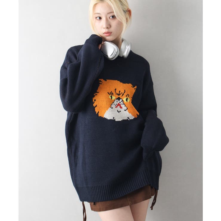 にゃんにゃんジャガードニット[品番：SPRW0010316]｜SpRay