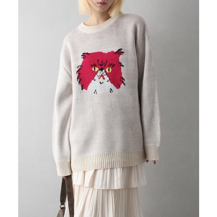 にゃんにゃんジャガードニット[品番：SPRW0010316]｜SpRay（スプレイ