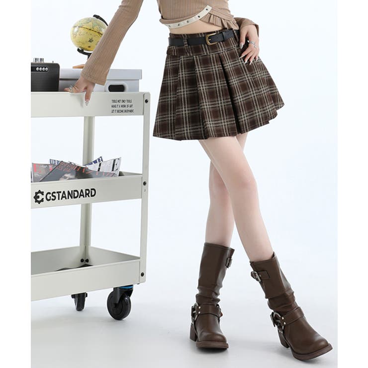 【Cider】ベルト付 チェック プリーツ スカート ラブトキシック Lovetoxic ベルト付チェックプリーツスカ-ト