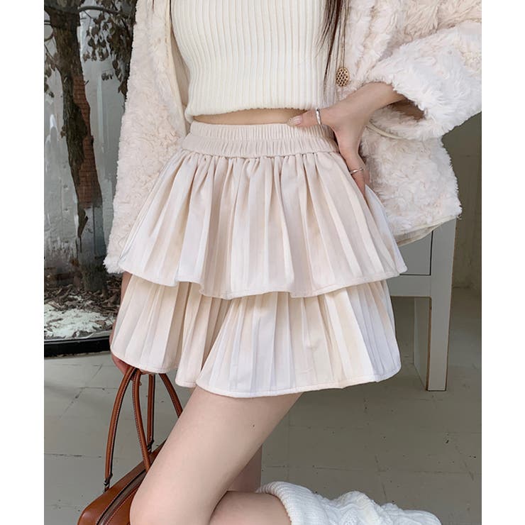 ベロアフリルプリーツミニスカート[品番：SPRW0010269]｜SpRay