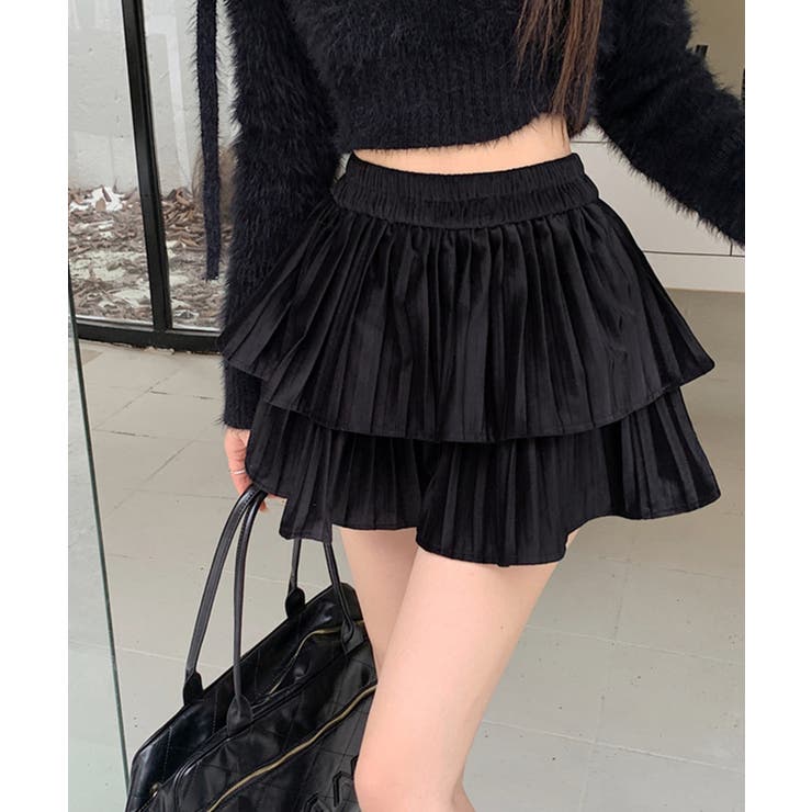 ベロアフリルプリーツミニスカート[品番：SPRW0010269]｜SpRay