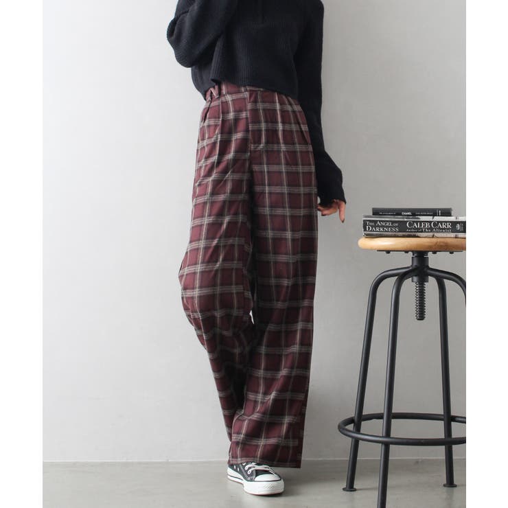 タグ付き新品　チェックパンツ チェックパンツ ピクニックワイドパンツ 赤|チェックパンツ専門