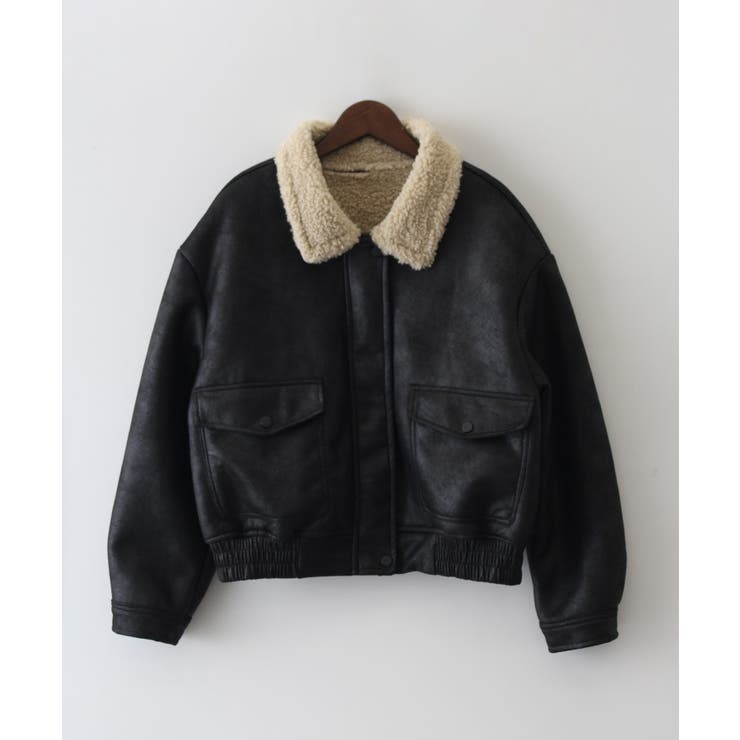 フェイクムートンクロップドブルゾン SpRay（スプレイ） ムートンコート ボアコート クロップドフェイク