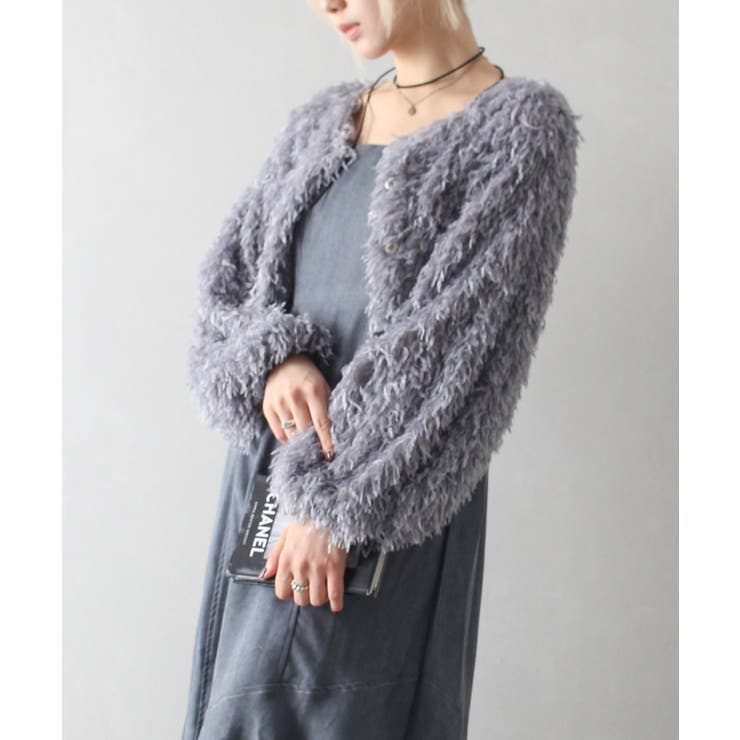 フェザーカーディガンxキャミワンピースアンサンブル[品番