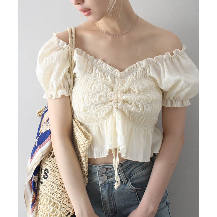 ハンドメイド　シャーリングブラウス un dix cors｜ドロストシャーリングブラウス | Rakuten Fashion