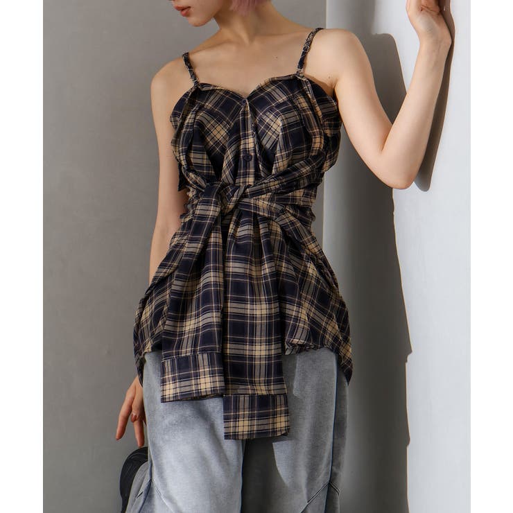 極美品♡　2024SS　スピック&スパン　シアーチェック　2WAY　シャツ シアーチェック2WAYシャツ[品番：SPRW0010645]｜SpRay（スプレイ