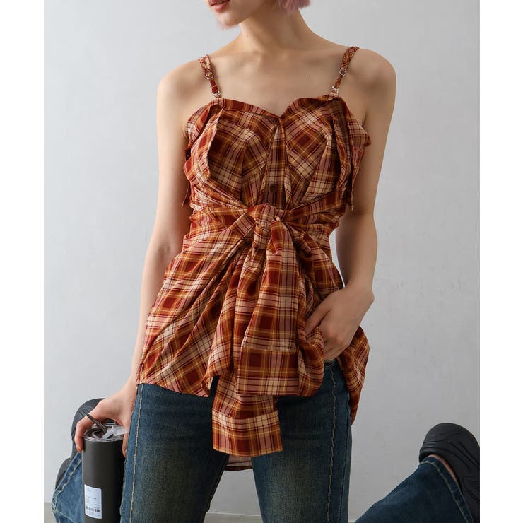 Spick&Span 24SS シアーチェック2wayシャツ　春服 Spick&Span 24SS シアーチェック2wayシャツ 春服 セール】シアー