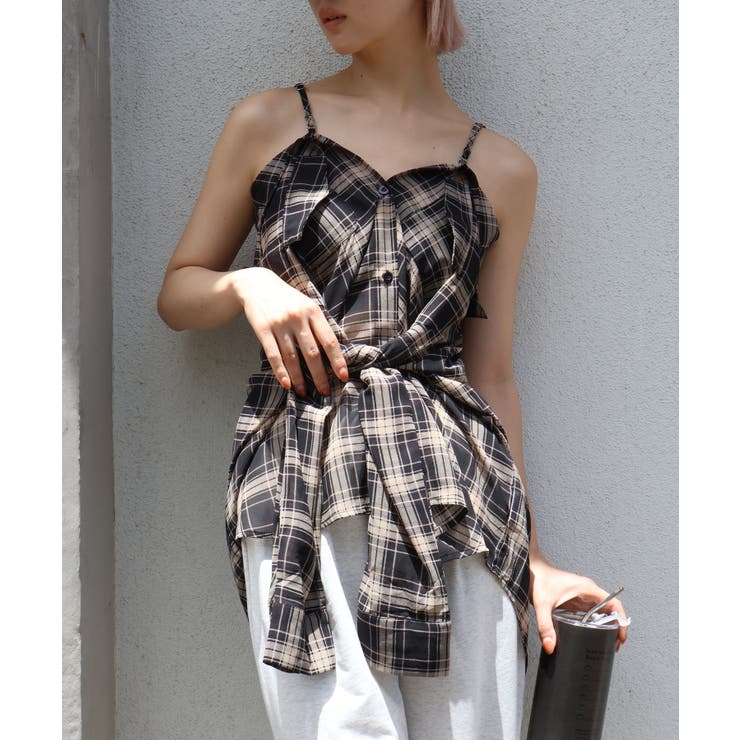 Spick&Span 24SS シアーチェック2wayシャツ　春服 セール】シアーチェック2WAYシャツ（シャツ/ブラウス）｜Spick