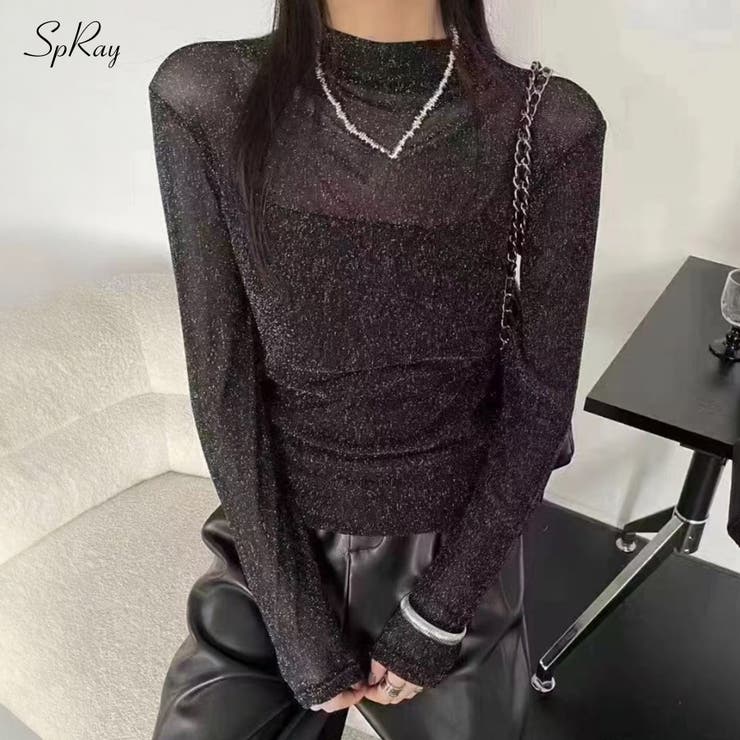 ラメシアーハイネックトップス[品番：SPRW0010404]｜SpRay（スプレイ
