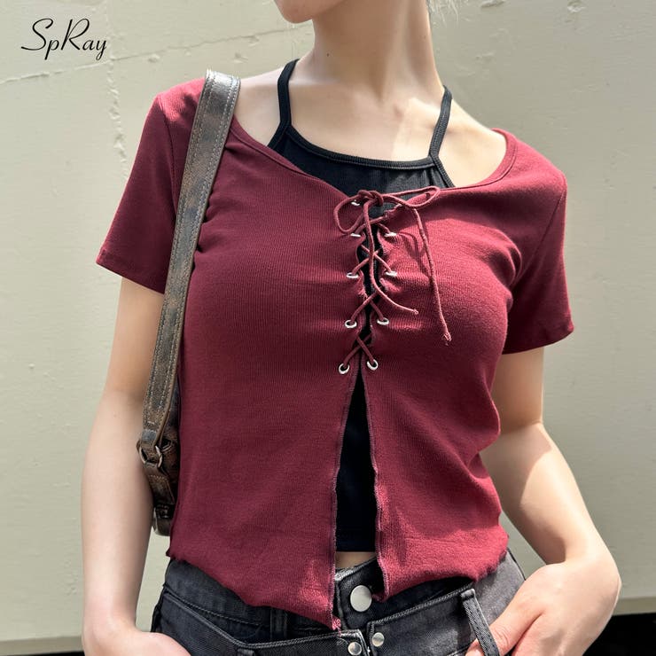 レ－スアップフェイクレイヤ－ドトップス | SpRay | 詳細画像1 