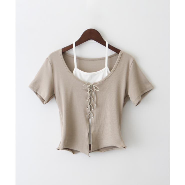 レ－スアップフェイクレイヤ－ドトップス | SpRay | 詳細画像14 