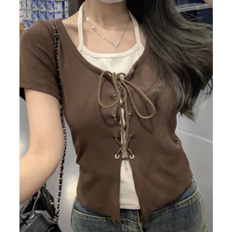 レ－スアップフェイクレイヤ－ドトップス | SpRay | 詳細画像2 