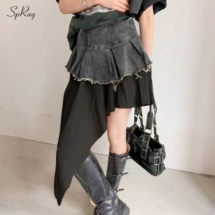 デニムヘムレイヤードミニスカート | SpRay | 詳細画像1 