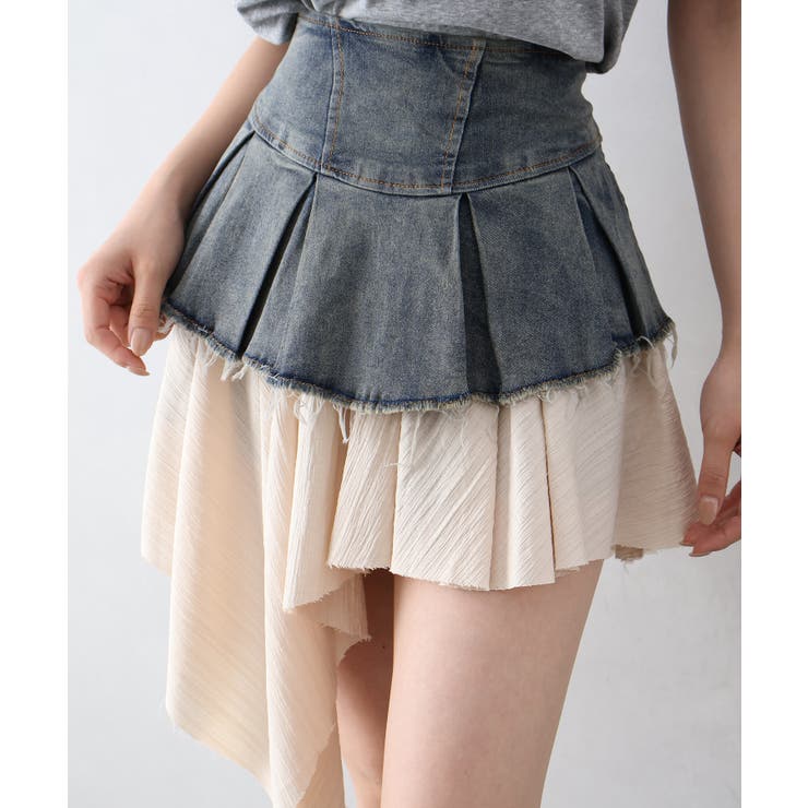 デニムヘムレイヤードミニスカート | SpRay | 詳細画像10 