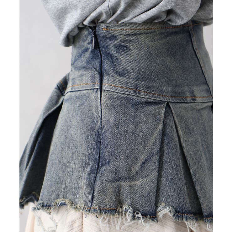 デニムヘムレイヤードミニスカート | SpRay | 詳細画像12 