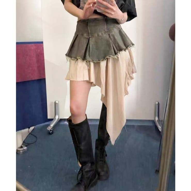 デニムヘムレイヤードミニスカート | SpRay | 詳細画像3 