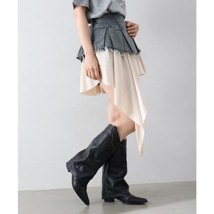 デニムヘムレイヤードミニスカート | SpRay | 詳細画像7 